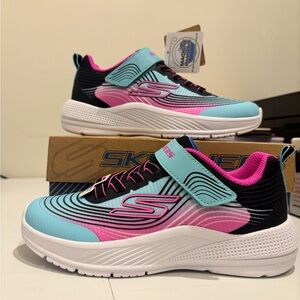 Skechers Microspec Advance Aqua and Pink Girls sneakers